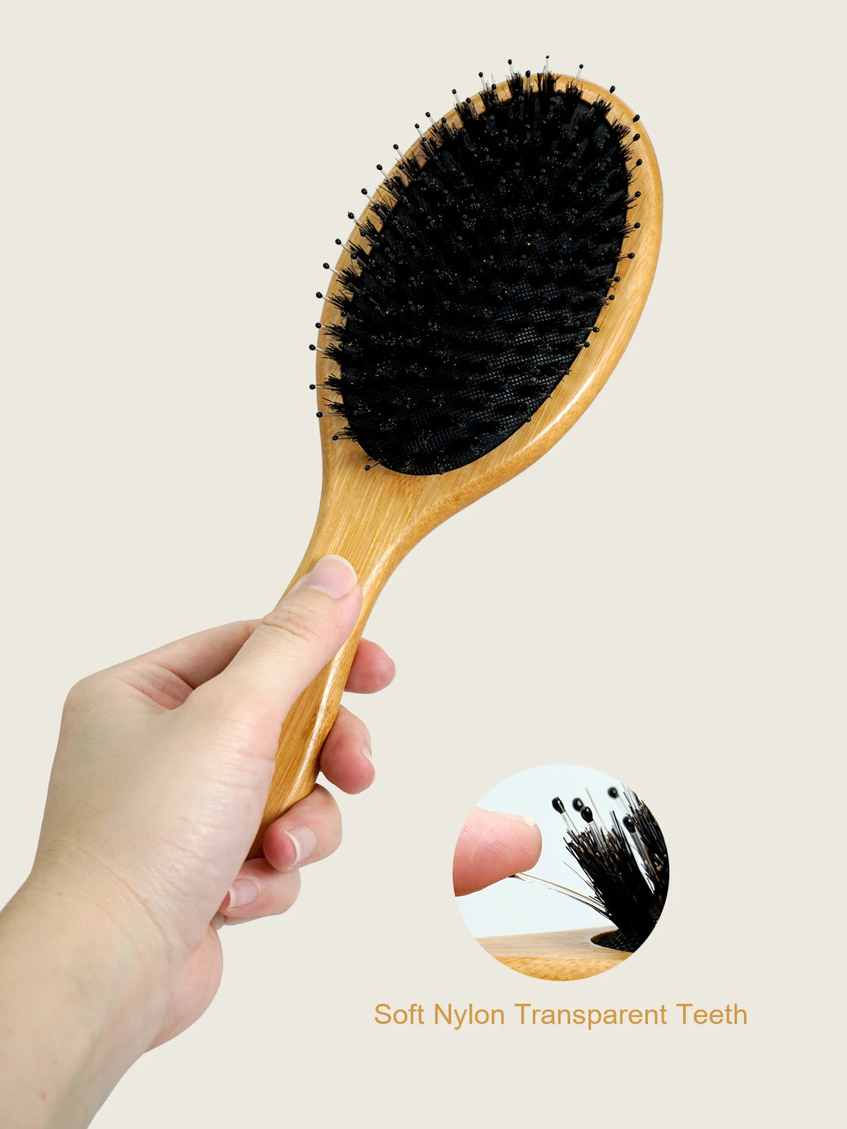 Wood Air Cushion Comb – Soft Bristle Detangling Scalp Massager