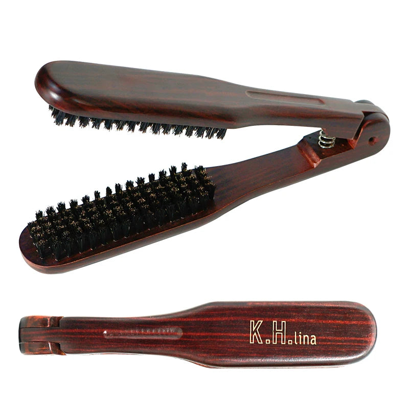 V-Type Hair Straightening Comb – Wooden Anti-Static Brush