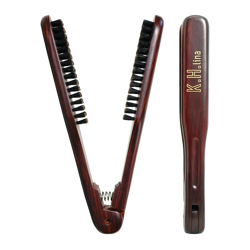 V-Type Hair Straightening Comb – Wooden Anti-Static Brush