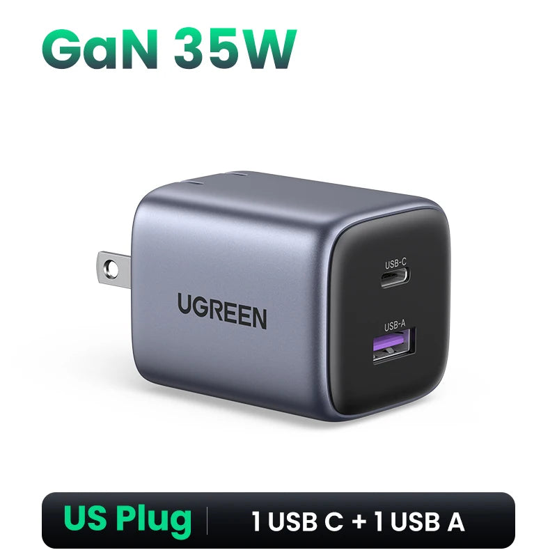 UGREEN 35W GaN Fast Charger USB-C PD & USB-A Dual Port GaN Wall Charger PRIMED GaN 35W US Plug China Mainland