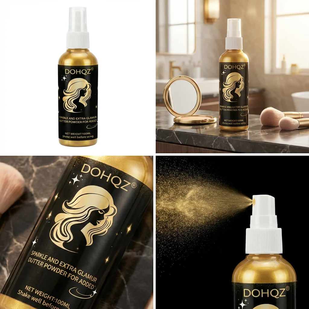Gold Body Glitter Spray – Shimmer Highlighter Face & Hair 100ml Body Glitter Spray PRIMED