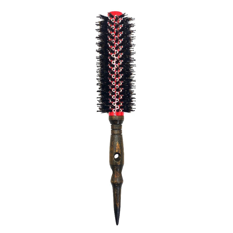 Wood Handle Boar Bristle Round Brush – Removable Tail