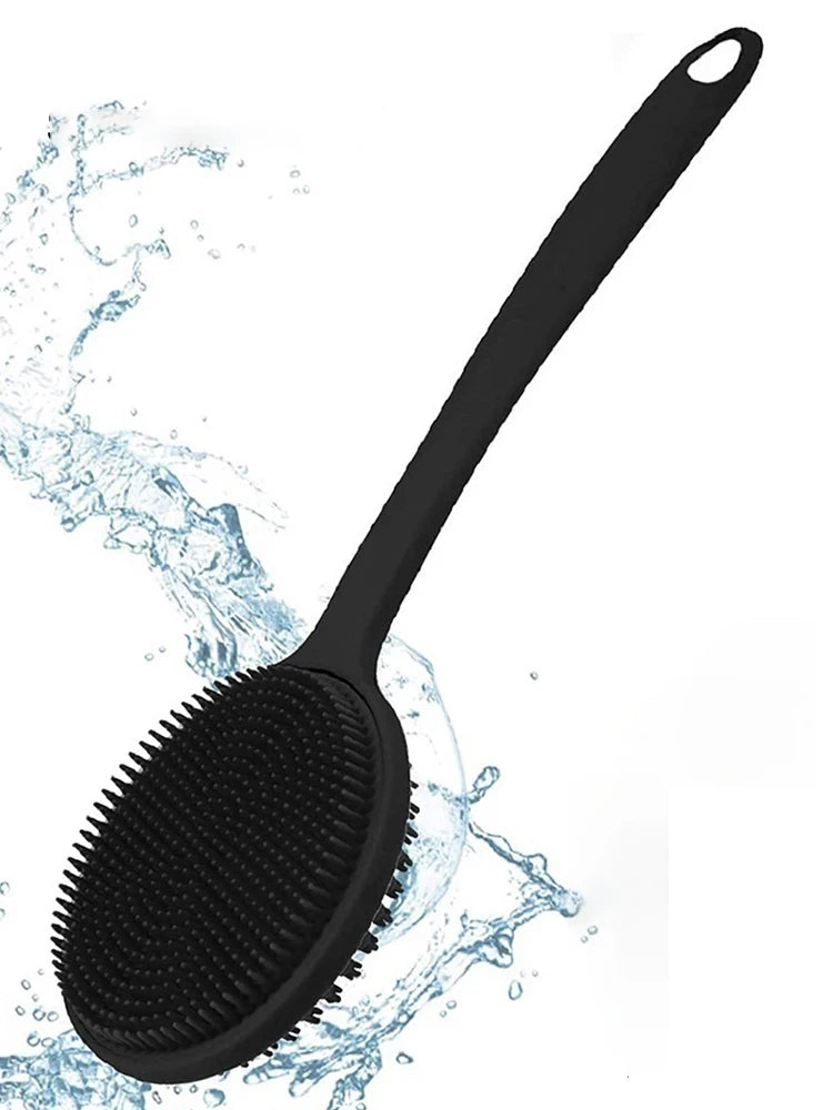 Long Handle Bath Brush – Soft Body Scrubber & Exfoliator Bath Scrubber Brush PRIMED Gj23-Black