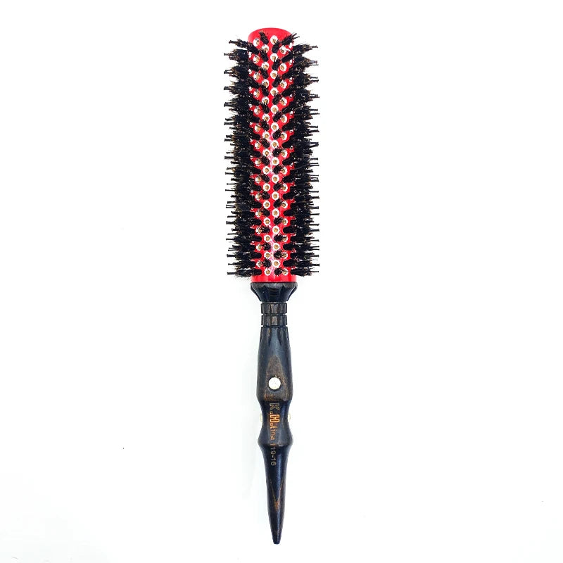 Wood Handle Boar Bristle Round Brush – Removable Tail