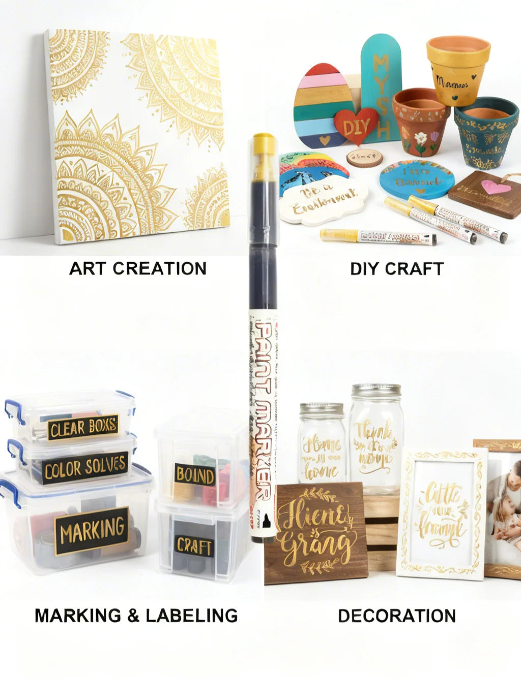 Golden Permanent Paint Pen for Granite & Marble | Fine Tip Paint Marker Pen PRIMED