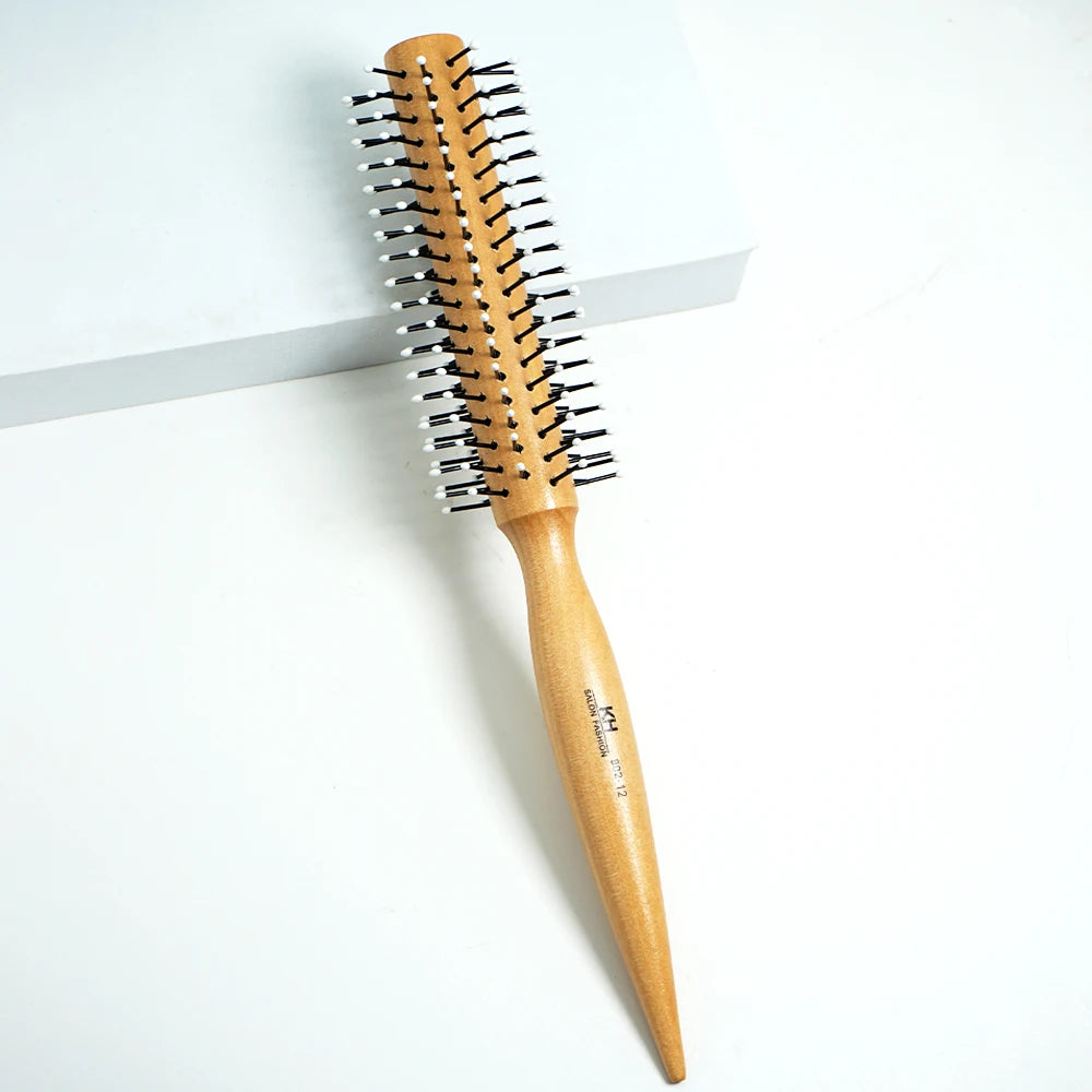 Wood Handle Boar Bristle Round Brush – Removable Tail