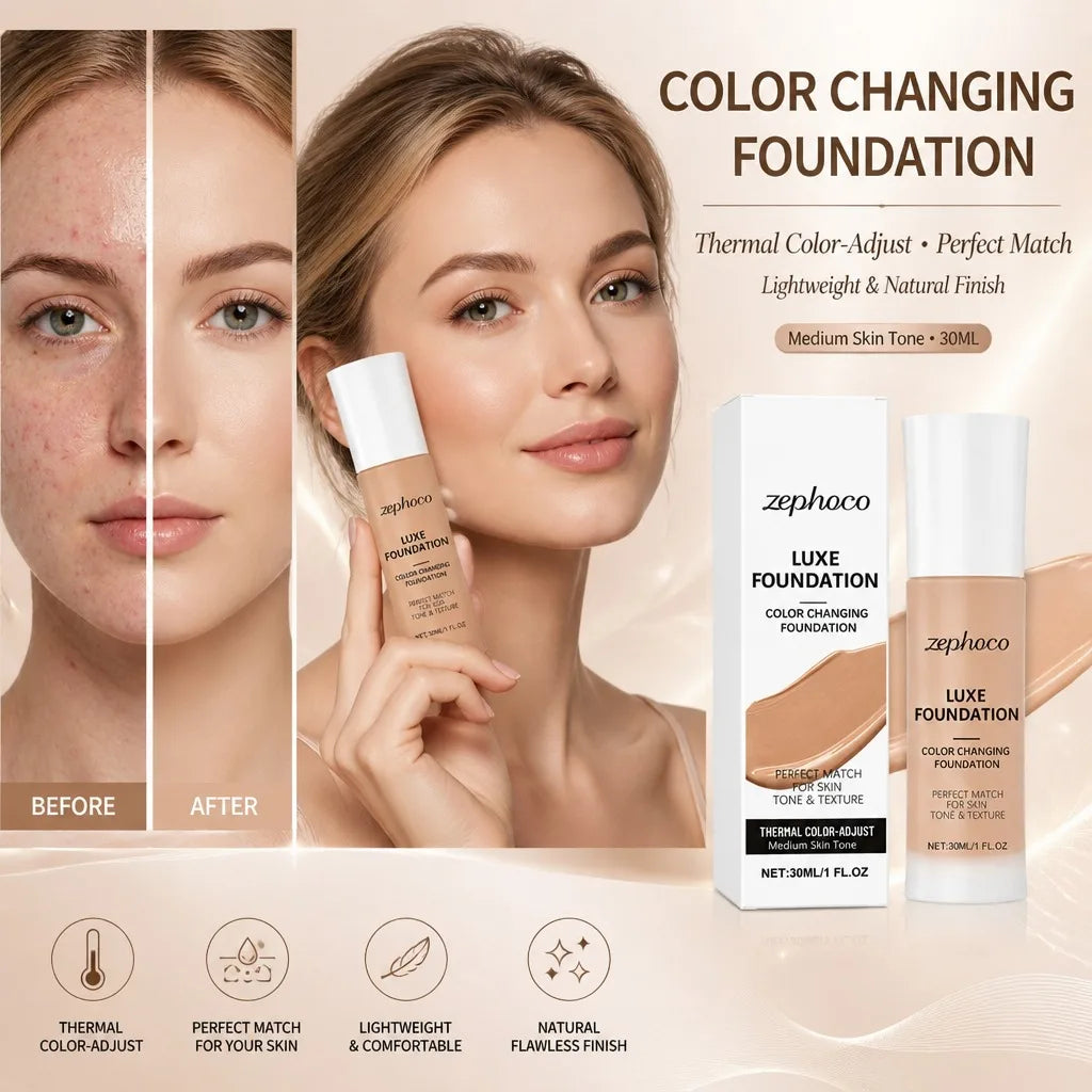 ZEPHOCO Color Changing Liquid Foundation – Waterproof Formula