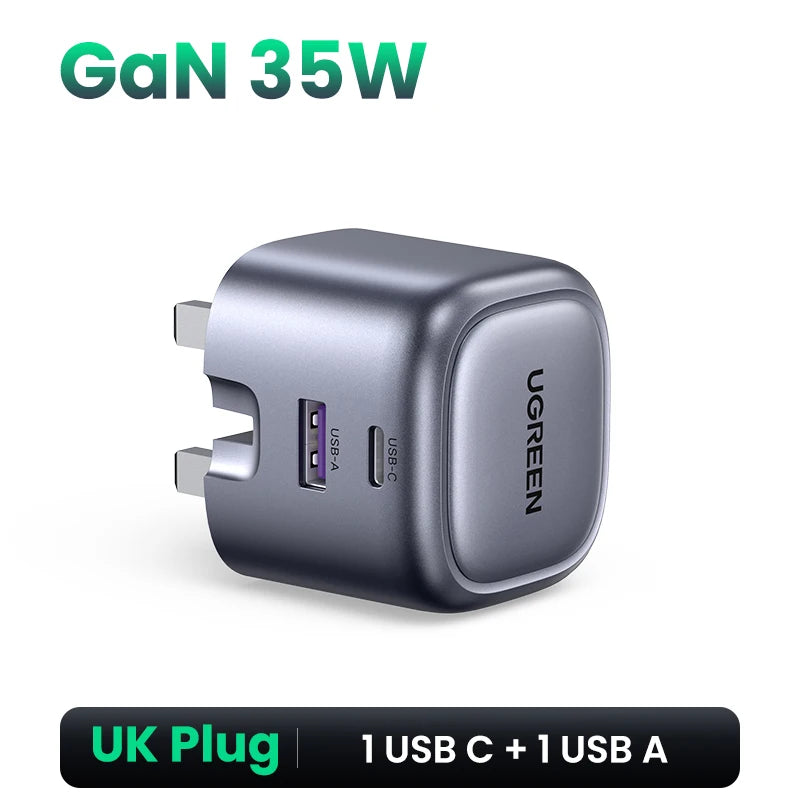 UGREEN 35W GaN Fast Charger USB-C PD & USB-A Dual Port GaN Wall Charger PRIMED GaN 35W UK Plug Russian Federation
