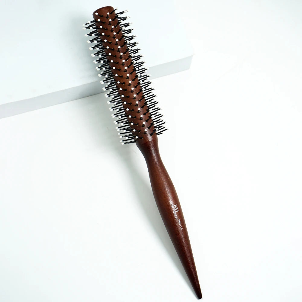 Wood Handle Boar Bristle Round Brush – Removable Tail