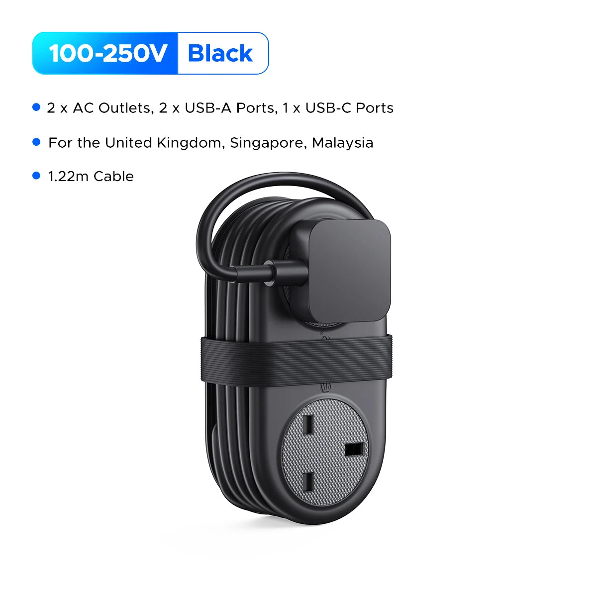 ORICO UK Power Strip 2 AC 2 USB-A USB-C 1.2M Cord Travel Travel Power Strip PRIMED 2AC2U1C Black UK Plug China Mainland