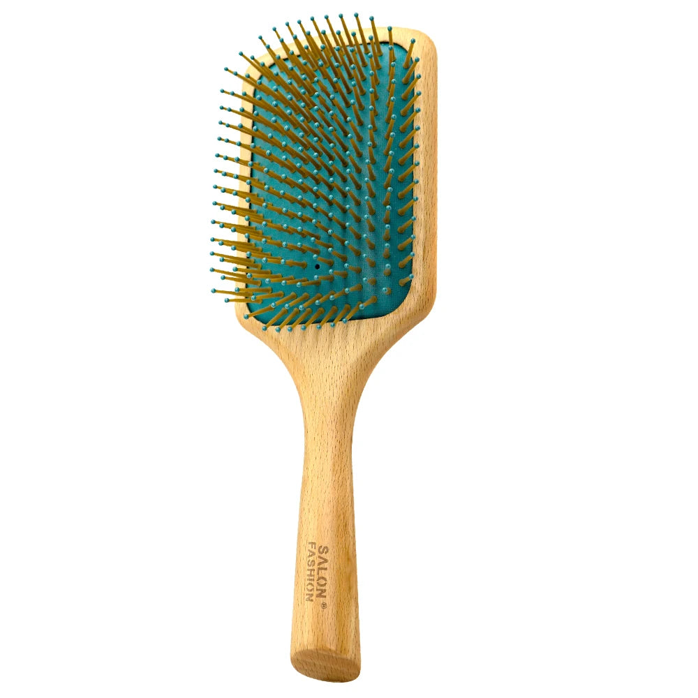 Wood Paddle Cushion Hairbrush & Scalp Massage Comb