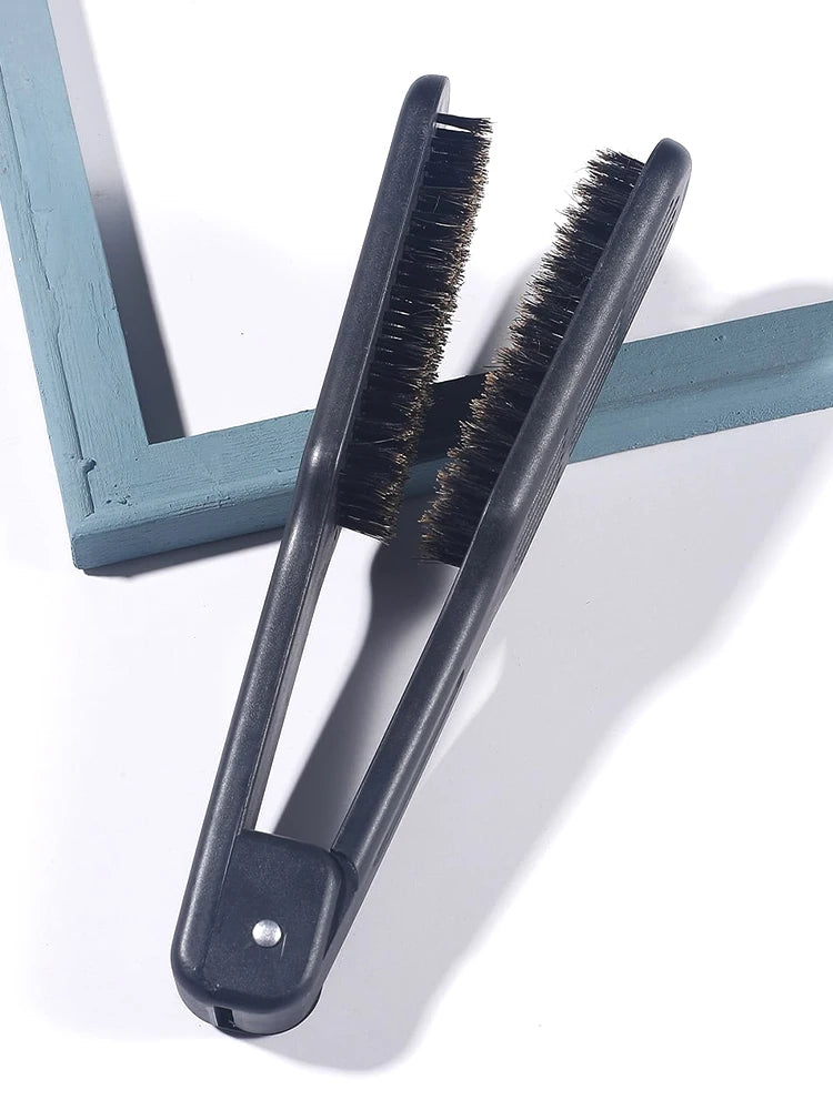 V-Shape Double Brush Hair Straightening Comb | Wooden Handle
