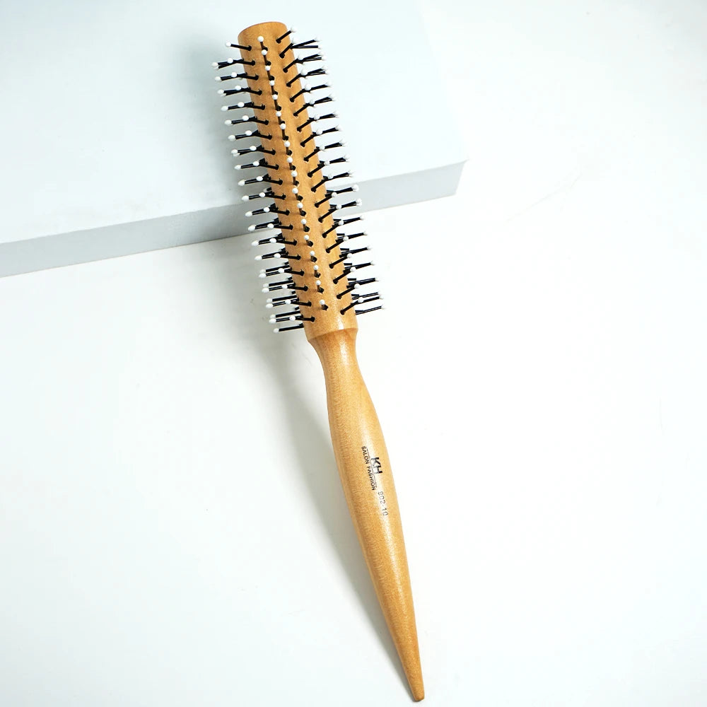 Wood Handle Boar Bristle Round Brush – Removable Tail