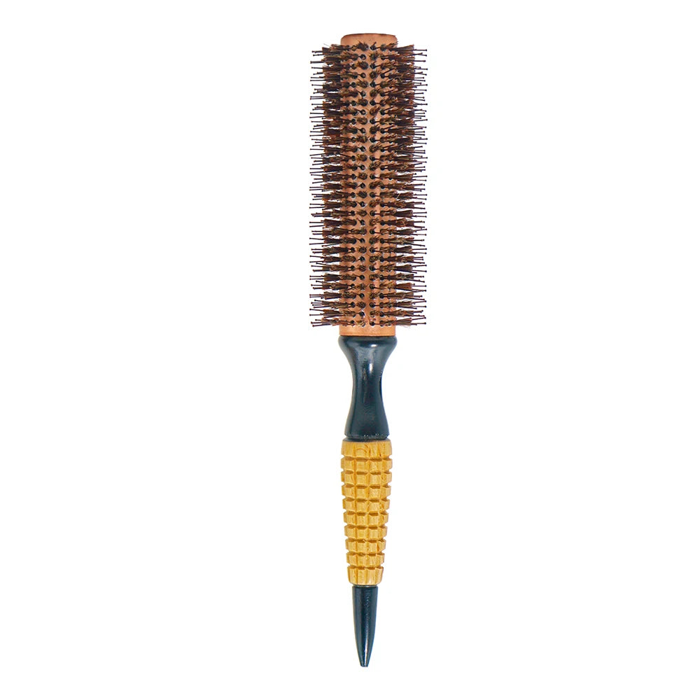 Wood Handle Boar Bristle Round Brush – Removable Tail
