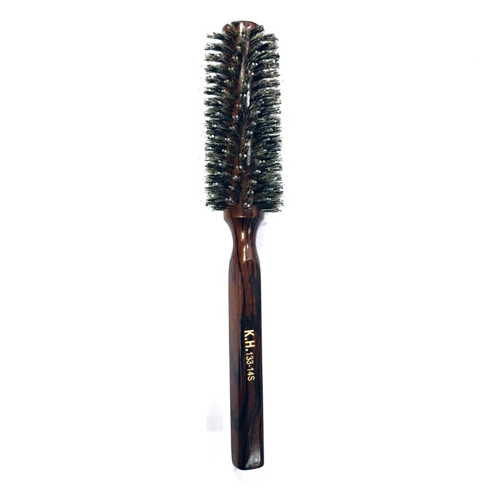 Wood Handle Boar Bristle Round Brush – Removable Tail