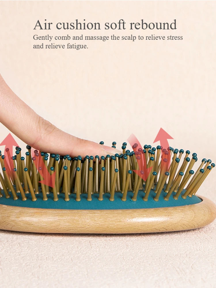 Wood Paddle Cushion Hairbrush & Scalp Massage Comb
