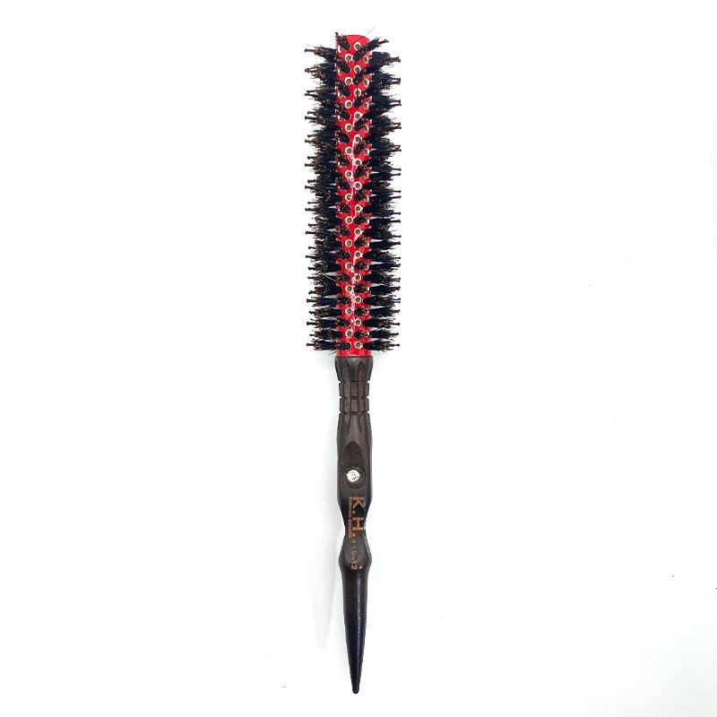 Wood Handle Boar Bristle Round Brush – Removable Tail