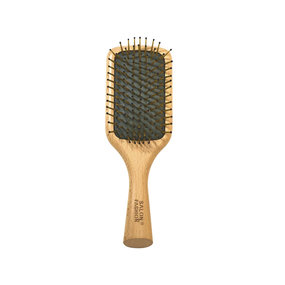 Wood Paddle Cushion Hairbrush & Scalp Massage Comb