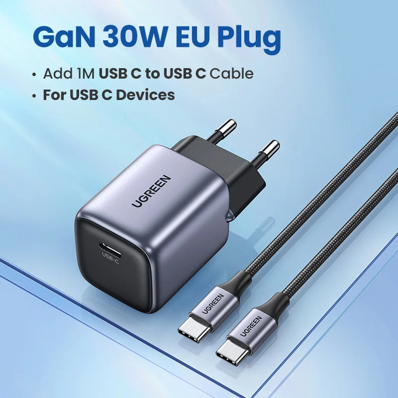 UGREEN Nexode 30W GaN USB-C Fast Charger | iPhone iPad Samsung GaN USB-C Charger PRIMED Add USB C Cable China