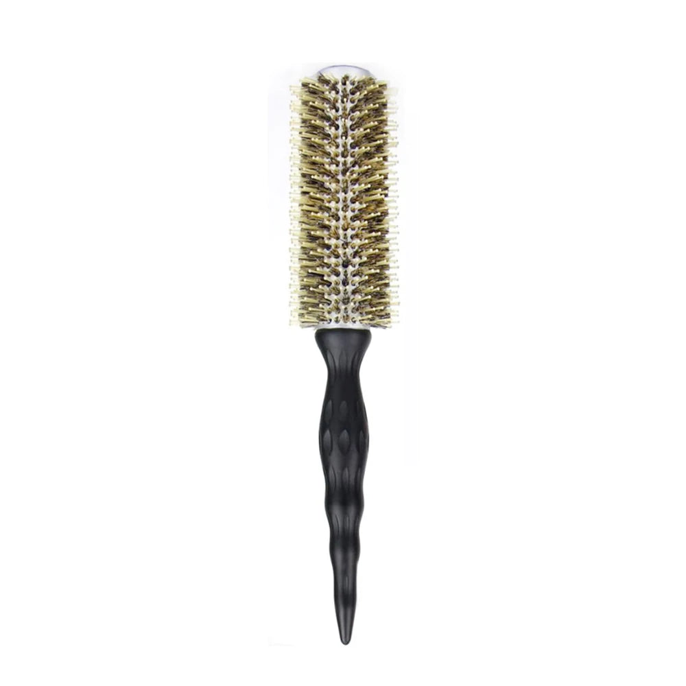 Wood Handle Boar Bristle Round Brush – Removable Tail