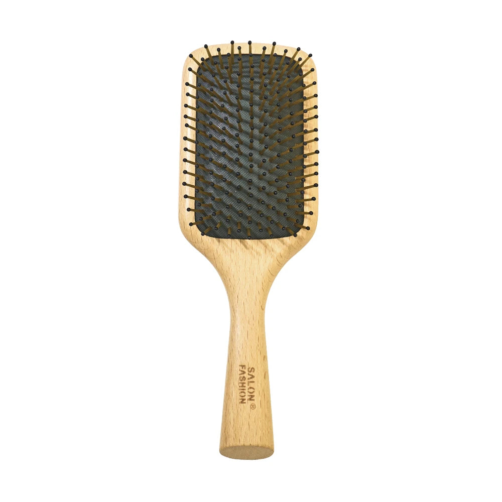 Wood Paddle Cushion Hairbrush & Scalp Massage Comb