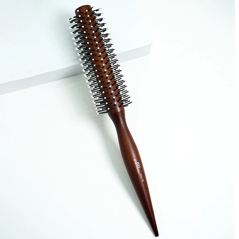 Wood Handle Boar Bristle Round Brush – Removable Tail