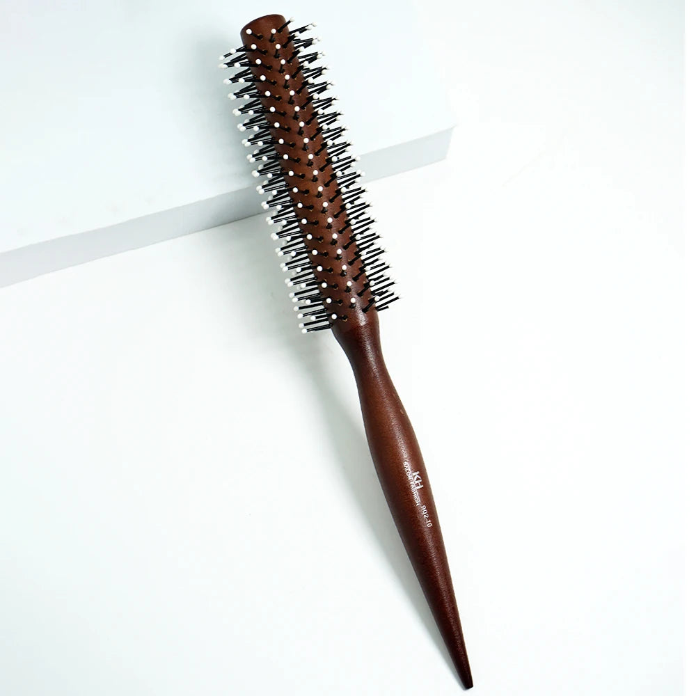 Wood Handle Boar Bristle Round Brush – Removable Tail