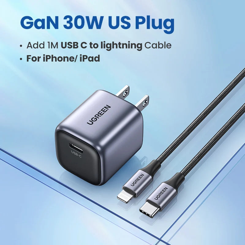 UGREEN Nexode 30W GaN USB-C Fast Charger | iPhone iPad Samsung GaN USB-C Charger PRIMED Add Cable for iPhone 2 China