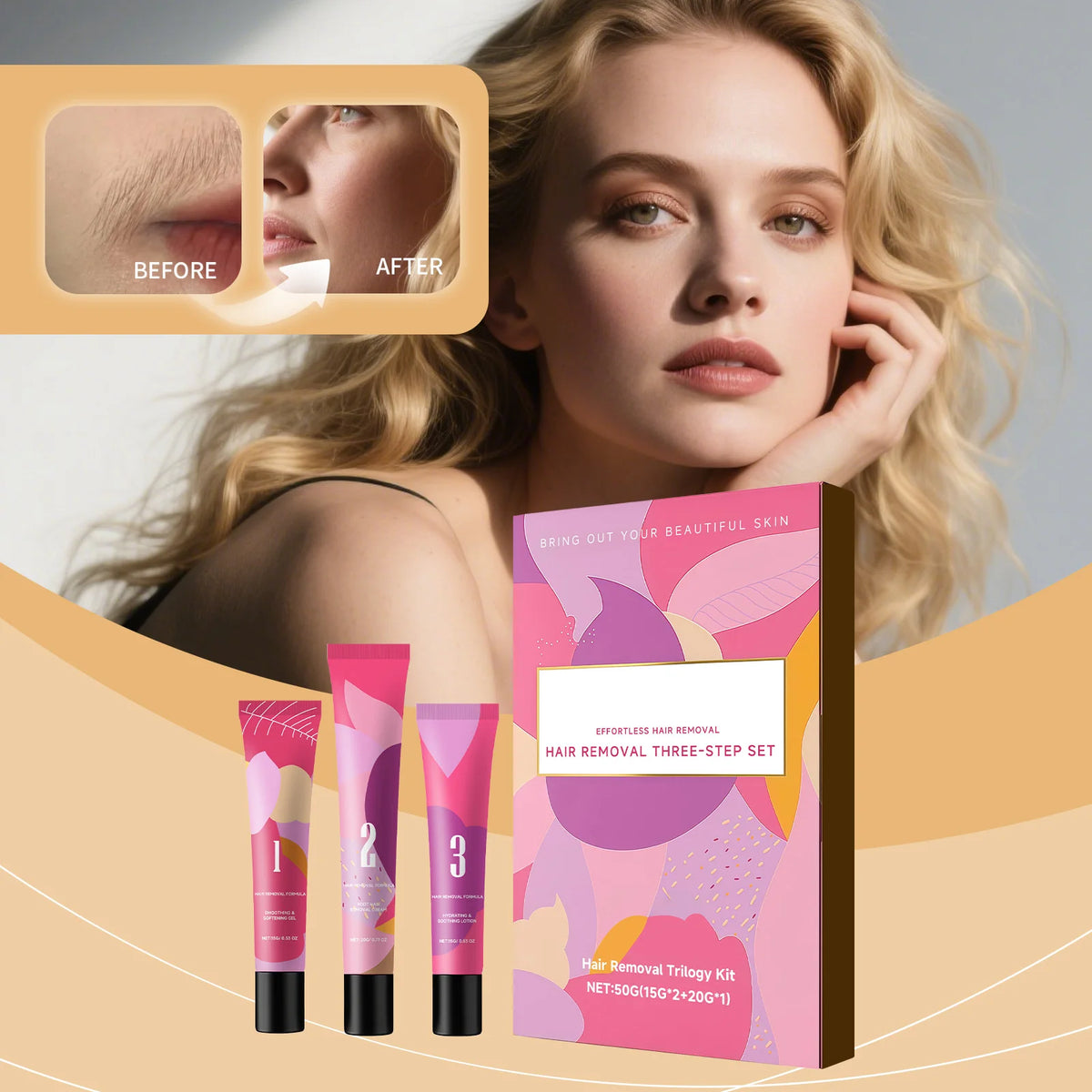 Women's Facial Hair Removal Cream – 3-Step System 50g