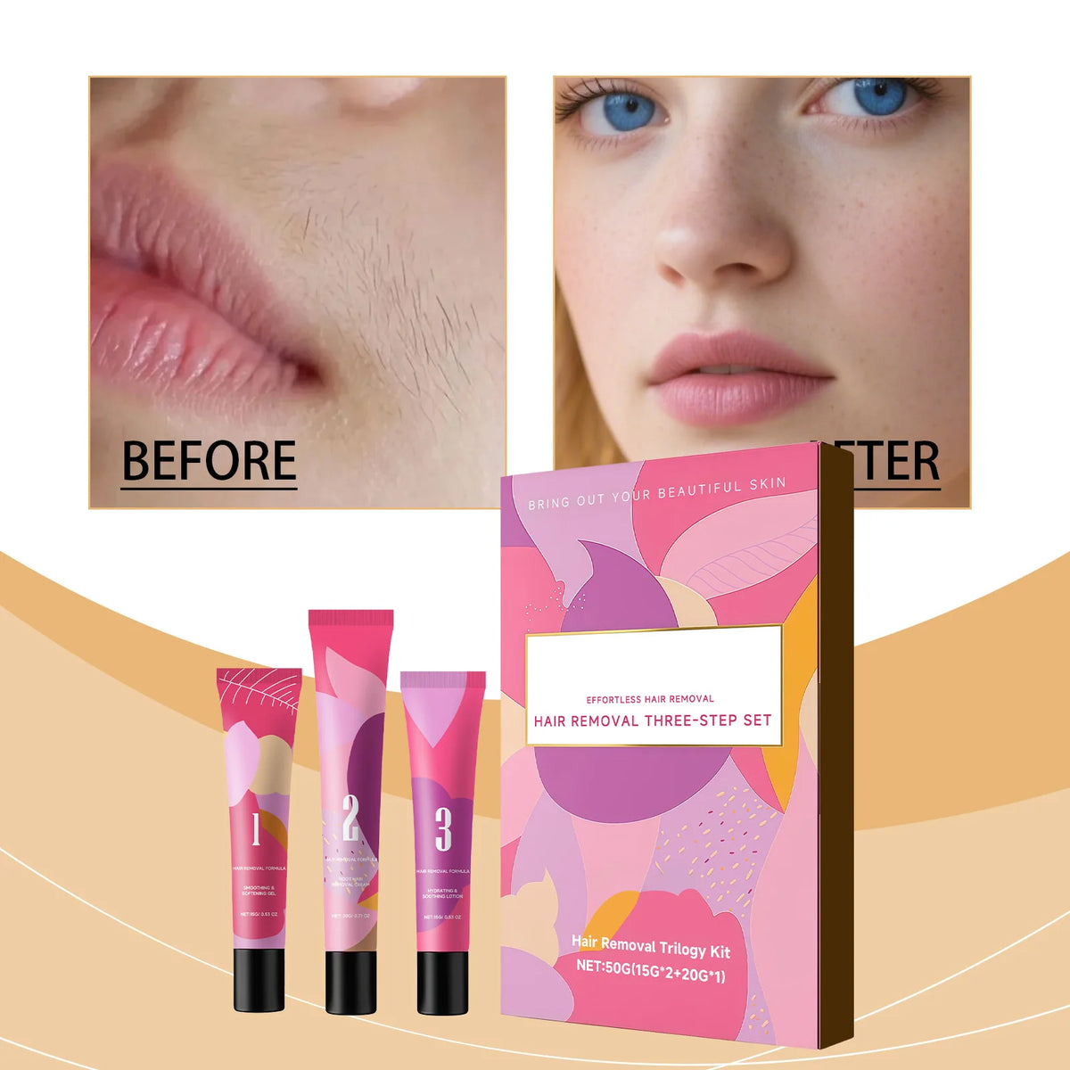 Women's Facial Hair Removal Cream – 3-Step System 50g