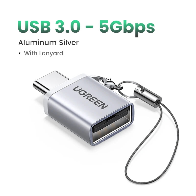 UGREEN USB-C to USB 3.0 OTG Adapter | Thunderbolt 3 USB-C OTG Adapter PRIMED USB 3.0 Metal Silver China Mainland