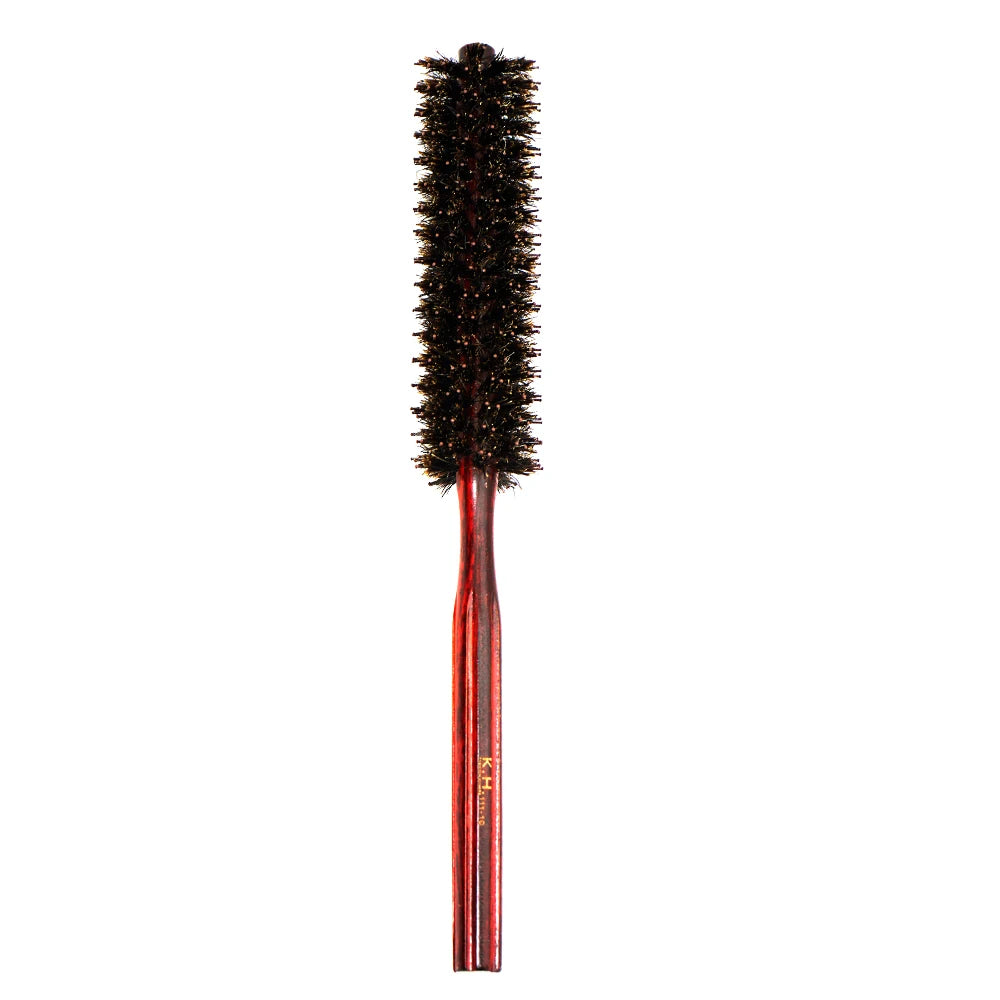 Wood Handle Boar Bristle Round Brush – Removable Tail