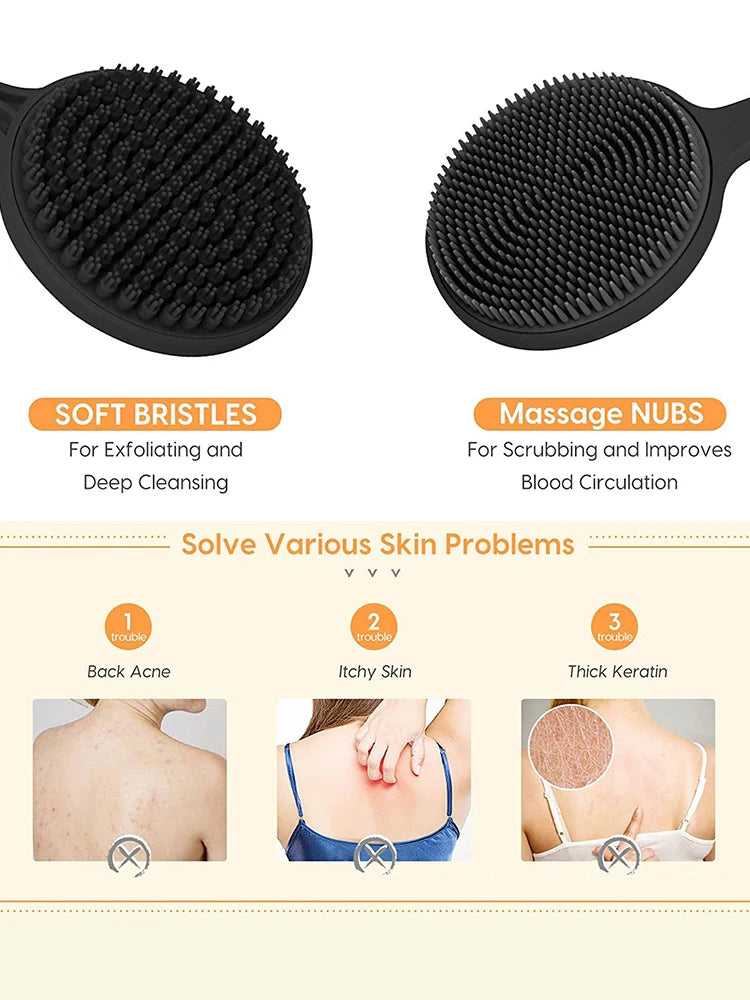 Long Handle Bath Brush – Soft Body Scrubber & Exfoliator Bath Scrubber Brush PRIMED