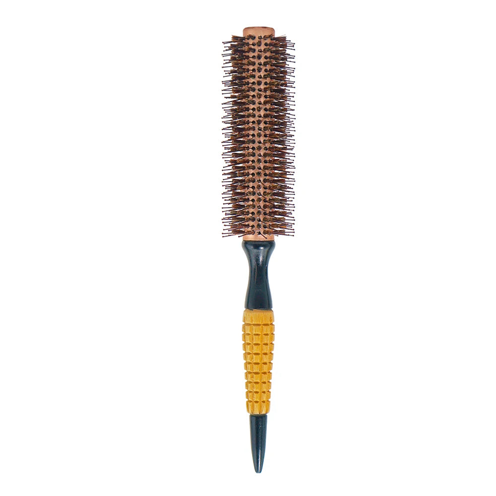 Wood Handle Boar Bristle Round Brush – Removable Tail