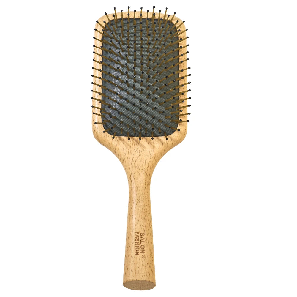 Wood Paddle Cushion Hairbrush & Scalp Massage Comb