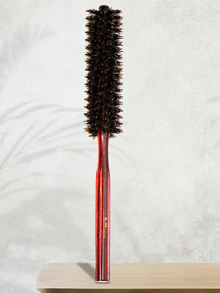 Wood Handle Boar Bristle Round Brush – Removable Tail