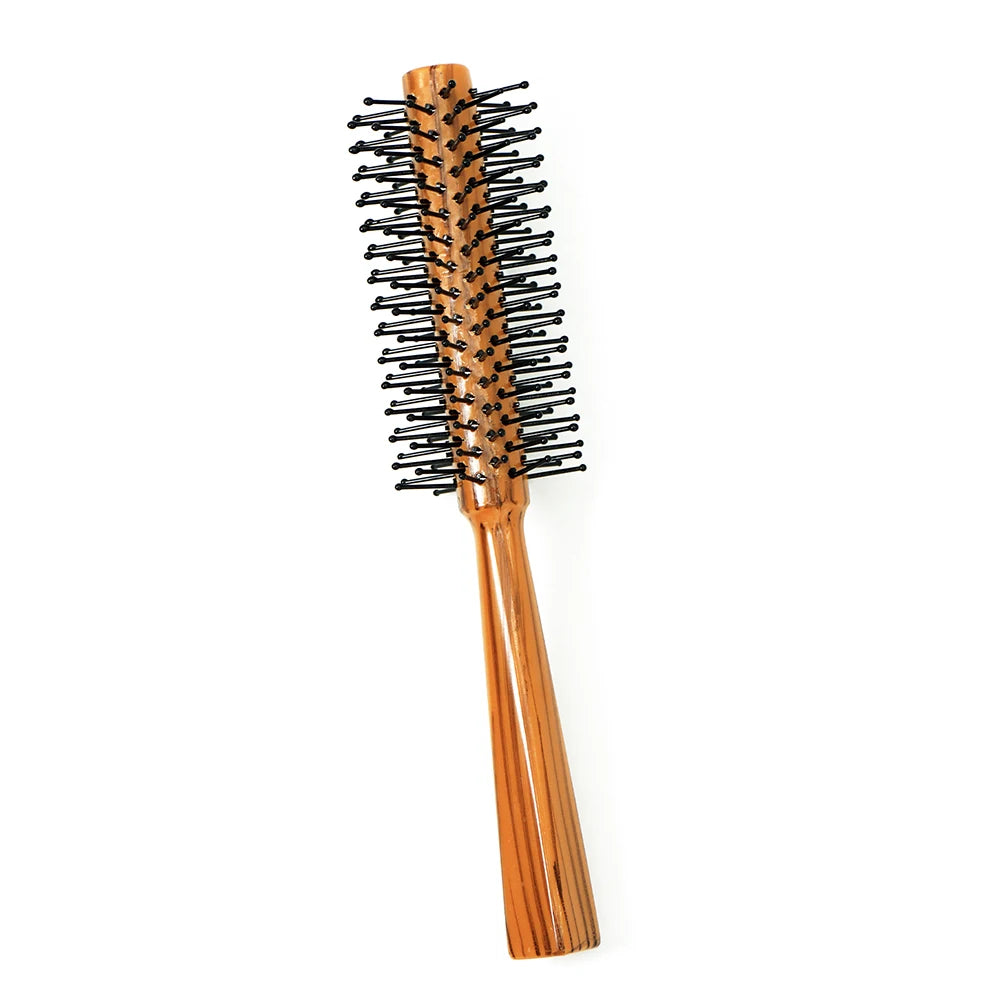 Wood Handle Boar Bristle Round Brush – Removable Tail