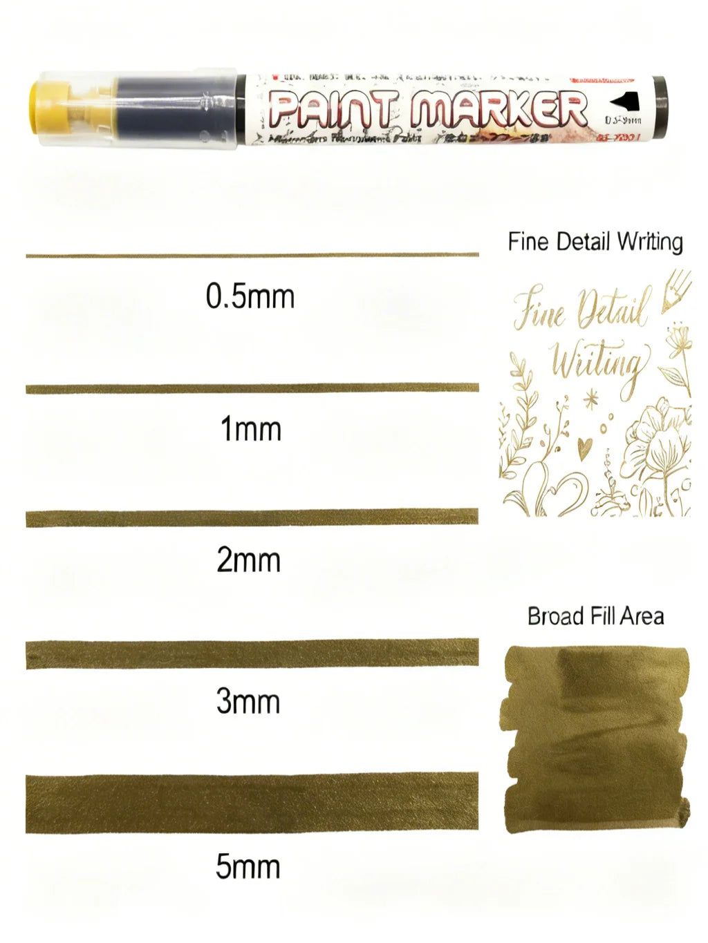 Golden Permanent Paint Pen for Granite & Marble | Fine Tip Paint Marker Pen PRIMED