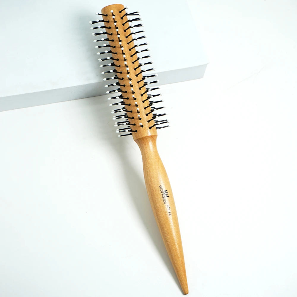 Wood Handle Boar Bristle Round Brush – Removable Tail