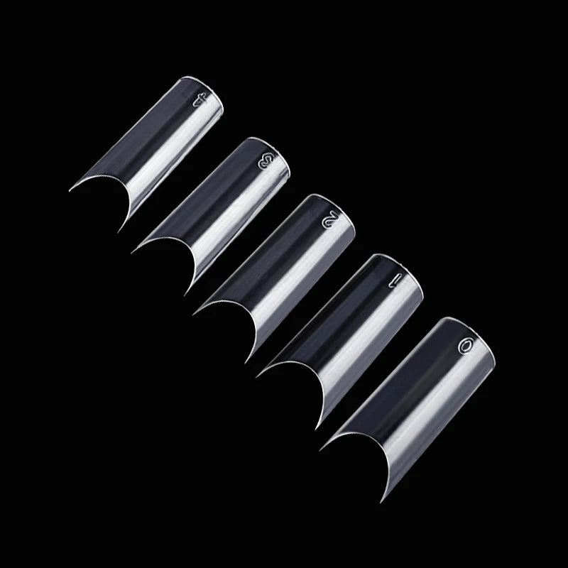 500pcs XL C Curve False Nail Tips – Clear Full Cover Acrylic