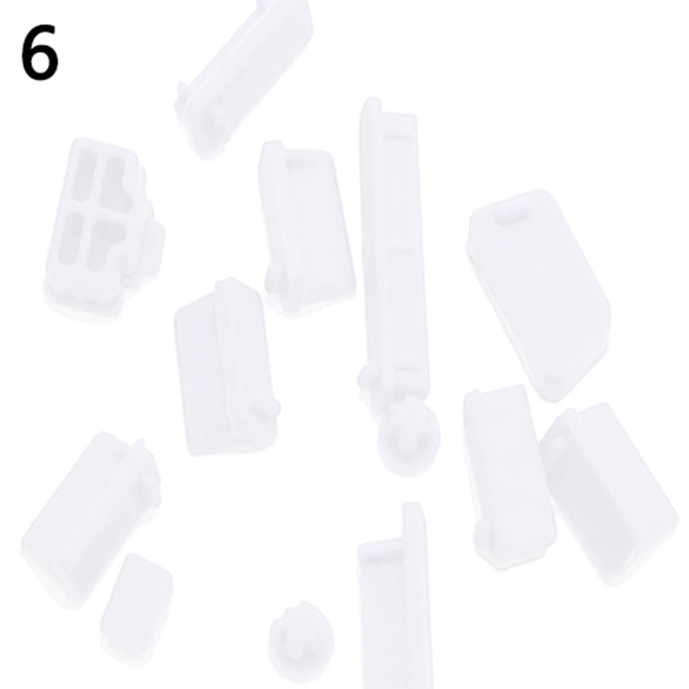 13-Piece Universal Laptop Silicone Dust Plug Port Cover Set Laptop Port Covers PRIMED Transparent White