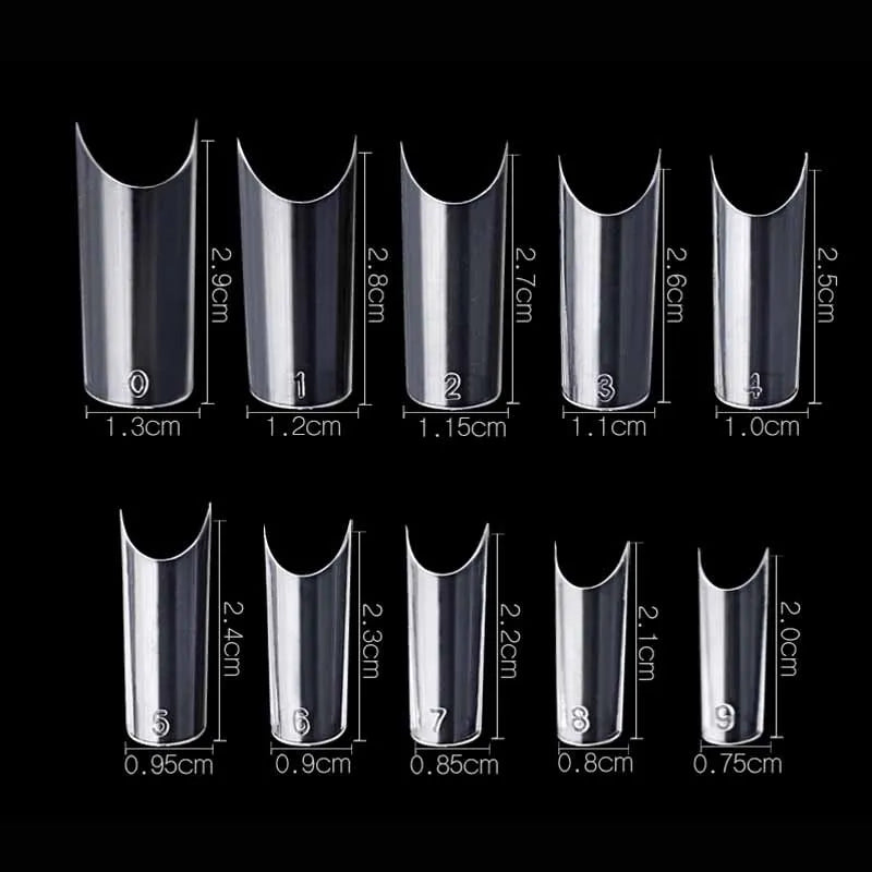 500pcs XL C Curve False Nail Tips – Clear Full Cover Acrylic