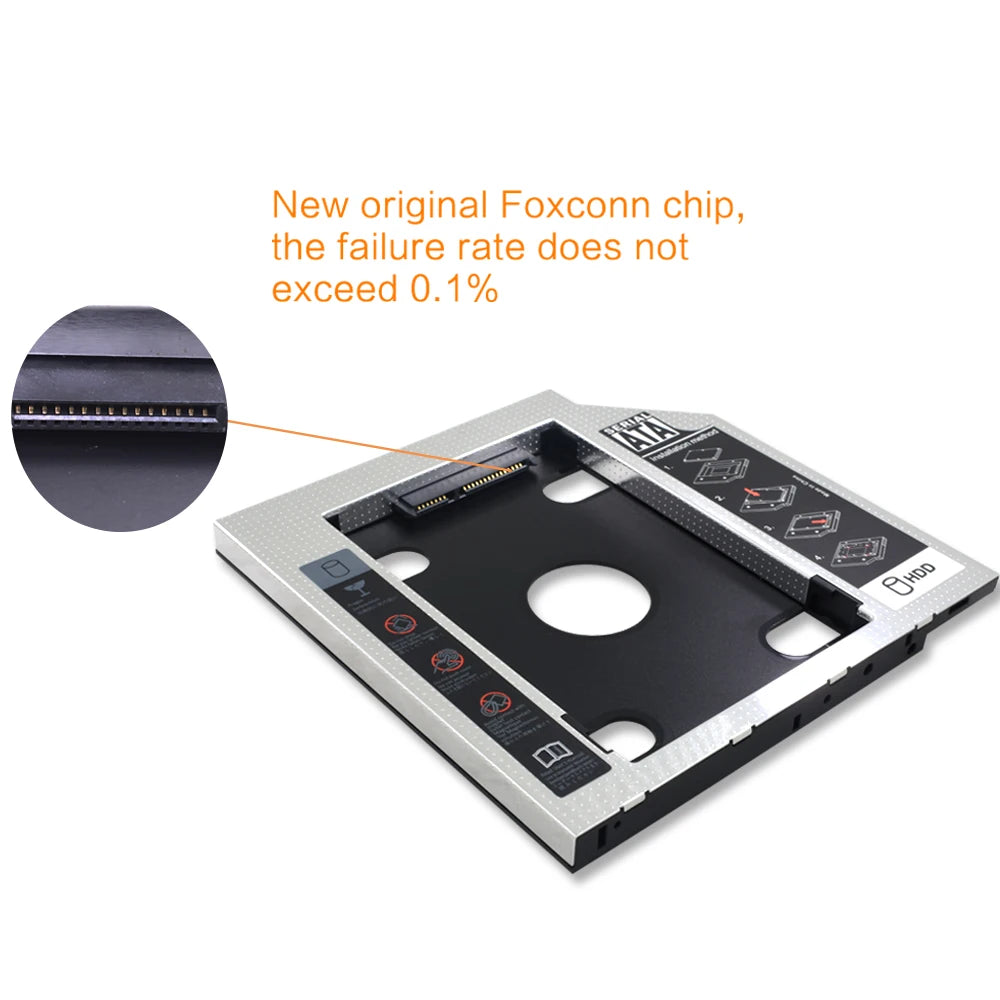 TISHRIC 2nd HDD Caddy SATA 3.0 2.5" SSD 9.5/12.7mm Adapter HDD Caddy Adapter PRIMED