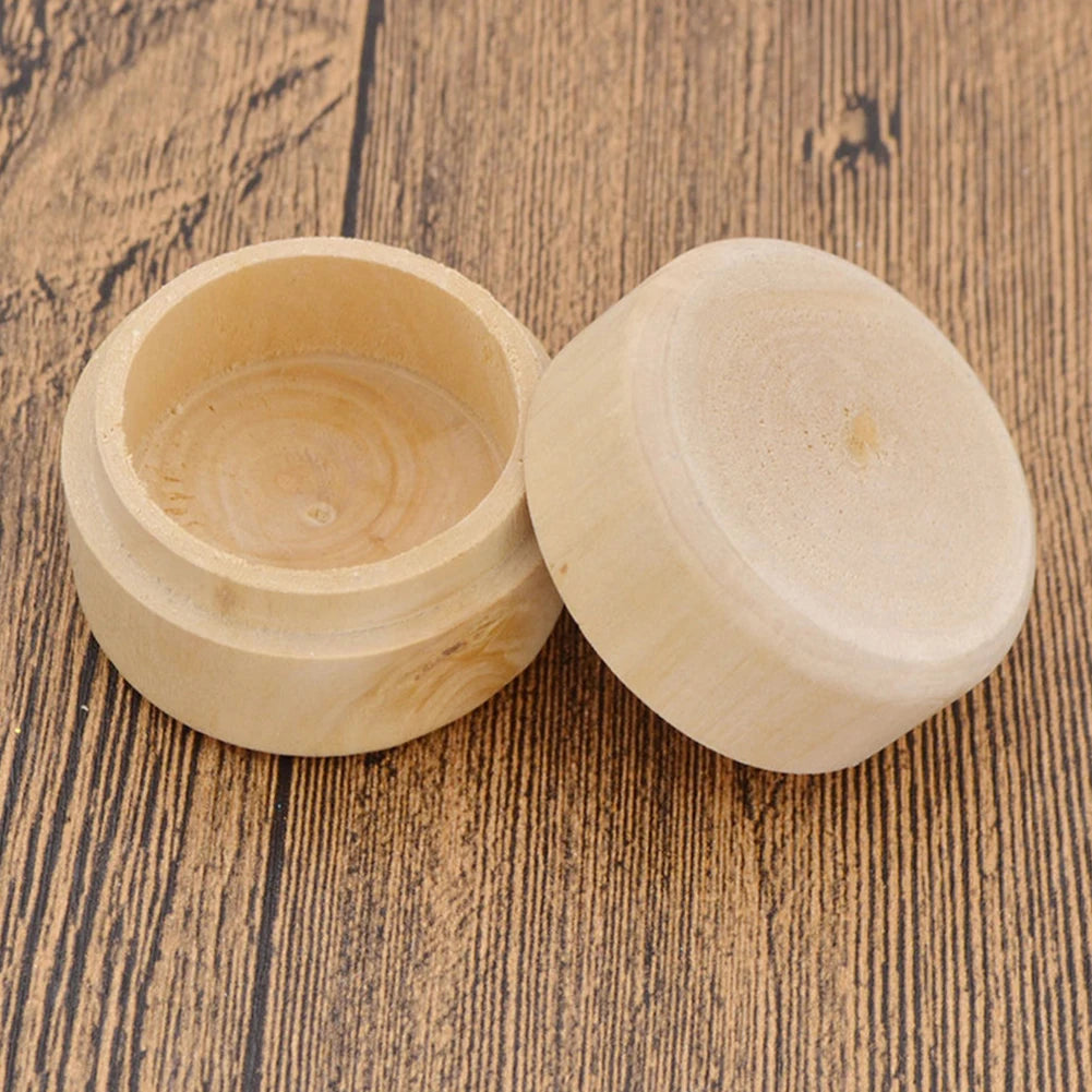 Mini Round Pine Wood Jewelry Gift Box – Ring & Trinket Case Wooden Gift Box PRIMED
