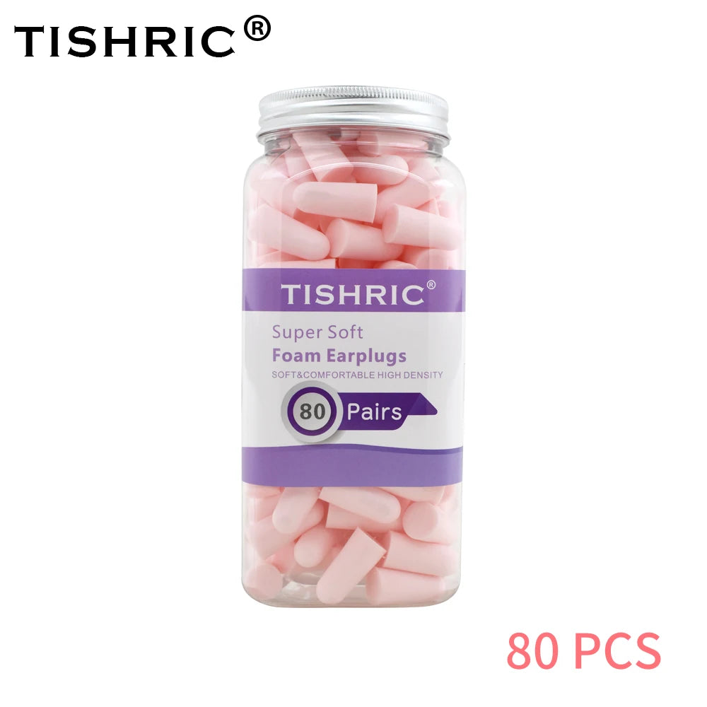 TISHRIC 80 Pairs Memory Foam Earplugs – 35.5dB Noise Blocking