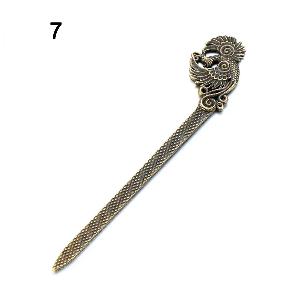 Vintage Bronze Metal Hair Fork Stick – Curved Hairpin Clip