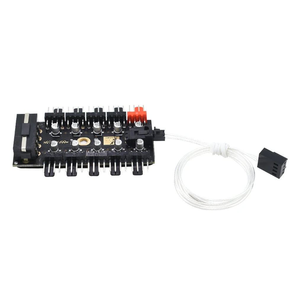 TISHRIC PWM Fan Hub 1-to-10 4-Pin Molex Splitter 12V Controller PWM Fan Hub PRIMED