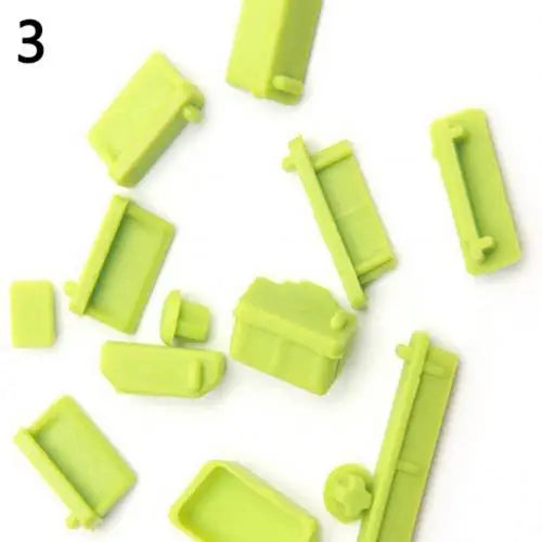 13-Piece Universal Laptop Silicone Dust Plug Port Cover Set Laptop Port Covers PRIMED green