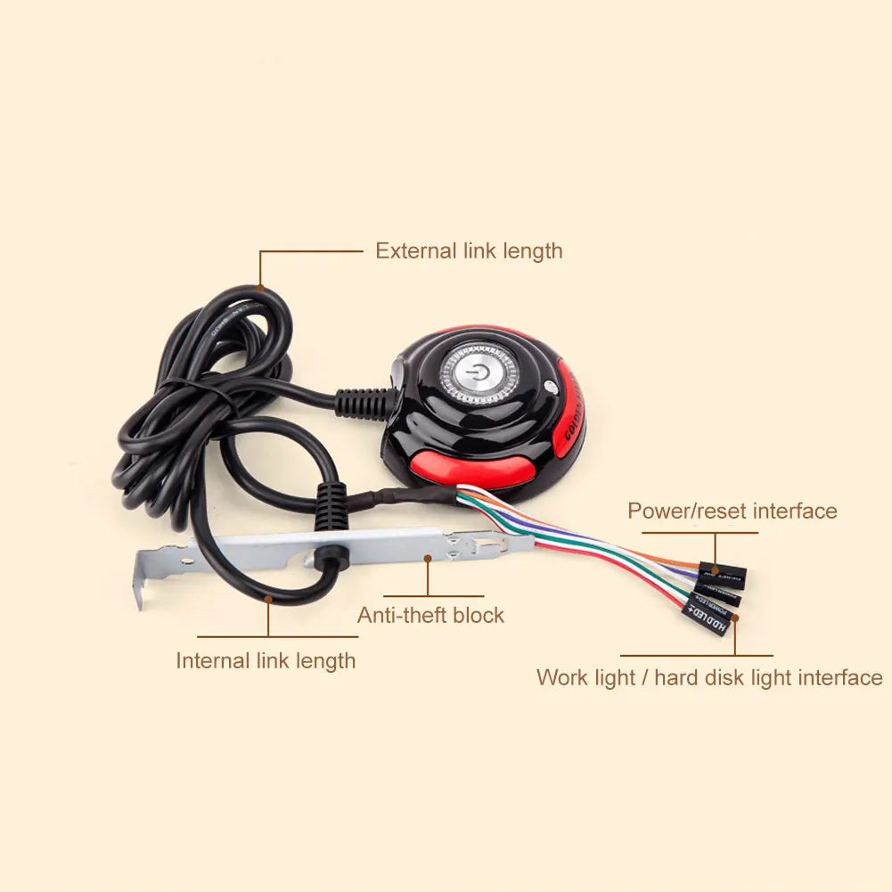 1.6m PC Case Power On/Off Reset HDD Push Button Switch PC Case Switch PRIMED