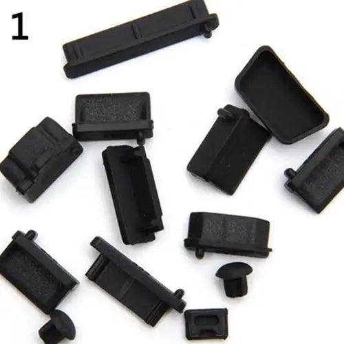 13-Piece Universal Laptop Silicone Dust Plug Port Cover Set Laptop Port Covers PRIMED black